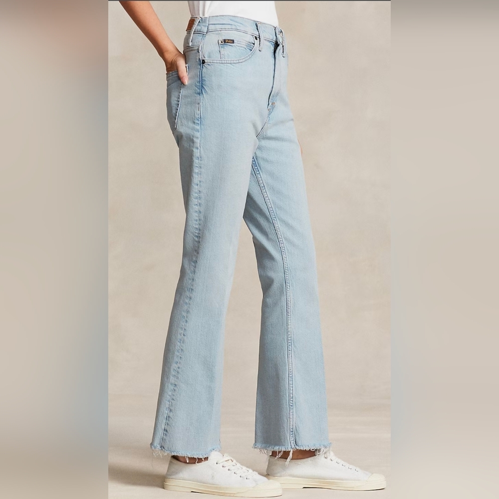NWT | Polo by Ralph Lauren Crop Flare Raw Hem Jeans | Size 28 | Light Wash